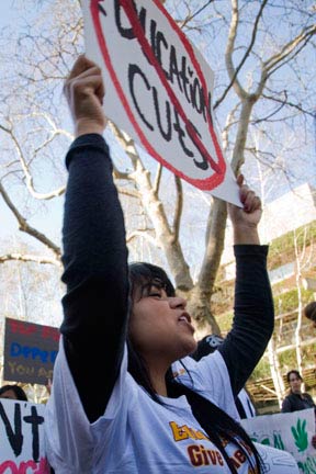 Students and teachers from community colleges, state university campuses and campuses of the University of California marched in Sacramento to oppose cuts to state funding for education.